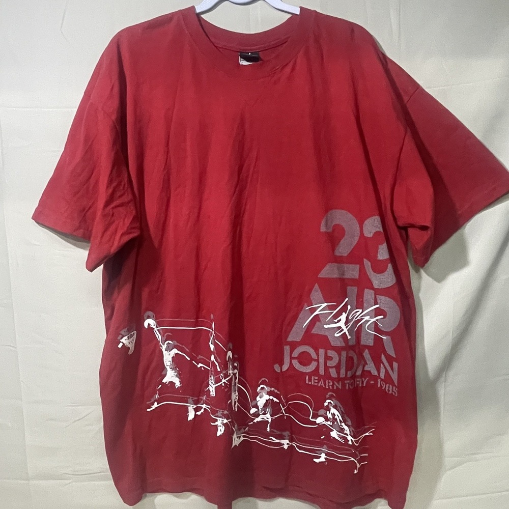 Retro Jordan Learn To Fly Wrap Around Graphic Shirt Red Mens XL Jumpman Flight23